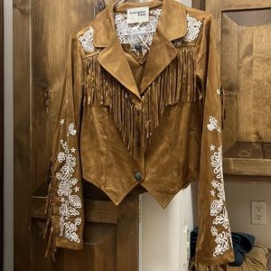 Savannah women’s faux  suede jacket with embroidery